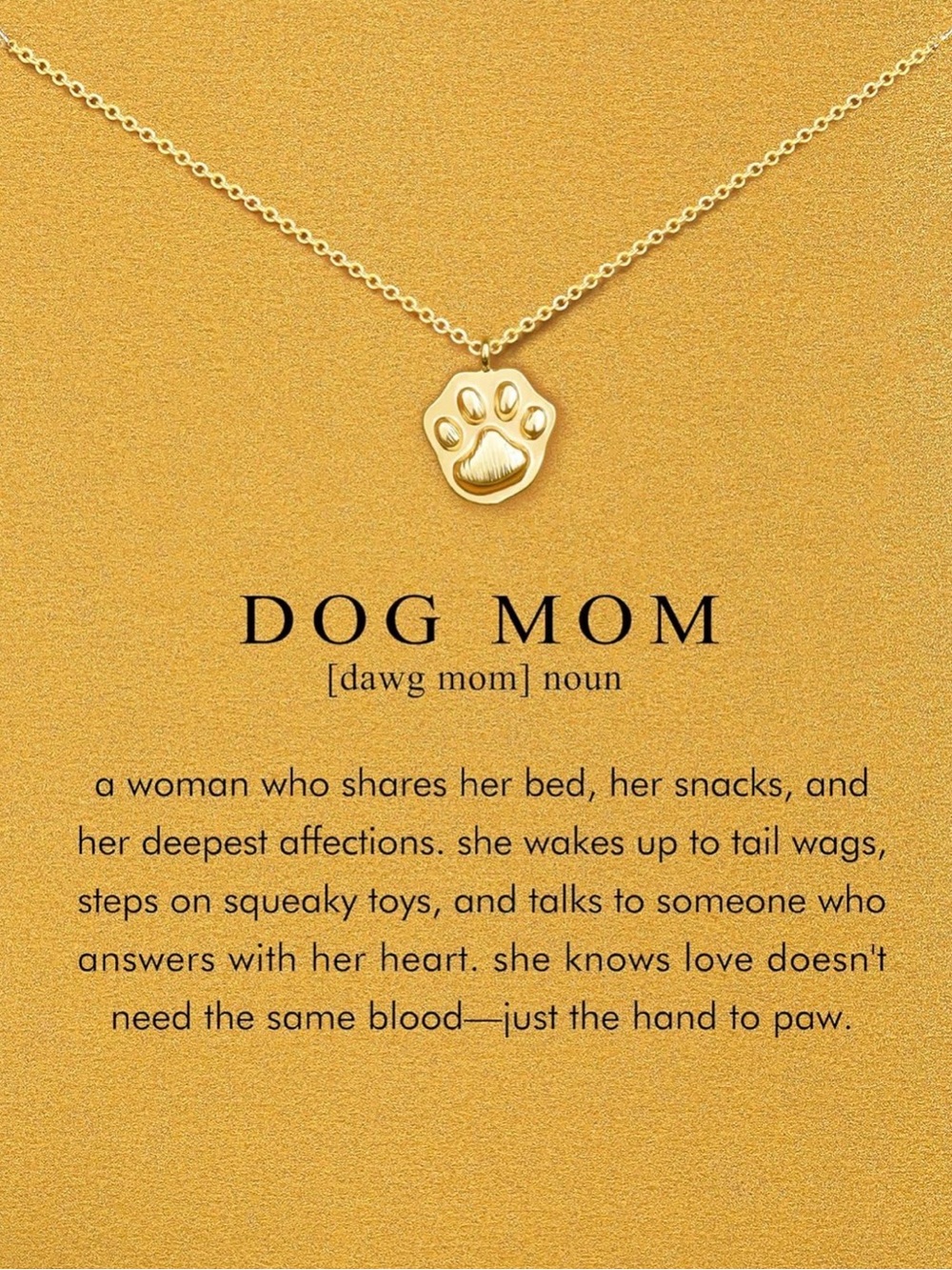 Dog Mom Paw Pendant Necklace - Gold
